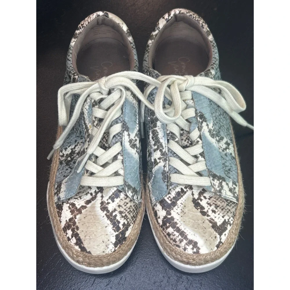 Crown Vintage Snakeskin Sneakers‎ Espadrille Platform Casual Shoes Women's